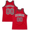 Custom Red Steel Gray-Black Authentic Throwback Basketball Jersey
