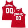 Custom Red White-Gray Authentic Throwback Basketball Jersey