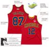 Custom Red Royal-Gold Authentic Throwback Basketball Jersey