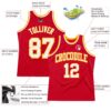 Custom Red White-Gold Authentic Throwback Basketball Jersey