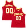 Custom Red White-Gold Authentic Throwback Basketball Jersey