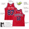 Custom Red White Pinstripe Navy-White Authentic Basketball Jersey
