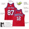 Custom Red White Pinstripe White-Royal Authentic Basketball Jersey