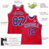Custom Red White Pinstripe Royal-White Authentic Basketball Jersey