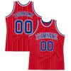 Custom Red White Pinstripe Royal-White Authentic Basketball Jersey