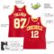 Custom Red White Pinstripe White-Gold Authentic Basketball Jersey