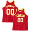 Custom Red White Pinstripe White-Gold Authentic Basketball Jersey