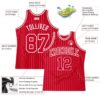 Custom Red White Pinstripe Red-White Authentic Basketball Jersey