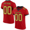 Custom Red Old Gold-Black Mesh Authentic Football Jersey