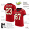 Red0632-1 Custom Red Cream-Black Mesh Authentic Football Jersey