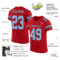Red0636-1 Custom Red Light Blue-Steel Gray Mesh Authentic Football Jersey