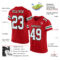 Red0639-1 Custom Red White-Green Mesh Authentic Football Jersey