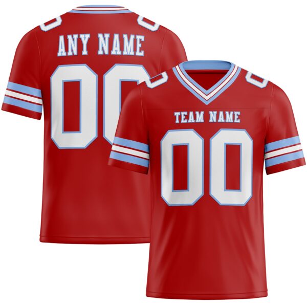 Custom Red White-Light Blue Authentic Football Jersey