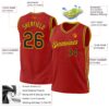 Custom Red Black-Gold Authentic Throwback Basketball Jersey