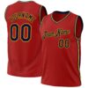 Custom Red Navy-Gold Authentic Throwback Basketball Jersey