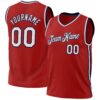 Custom Red White-Navy Authentic Throwback Basketball Jersey