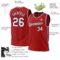 Custom Red White-Navy Authentic Throwback Basketball Jersey