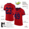 Red0783-1 Custom Red Navy Mesh Authentic Throwback Football Jersey