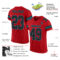 Red0836-1 Custom Red Black-Teal Mesh Authentic Football Jersey