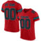 Red0836 Custom Red Black-Teal Mesh Authentic Football Jersey