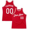 Custom Red White Authentic Throwback Basketball Jersey