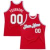 Custom Red Light Blue-Old Gold Authentic Throwback Basketball Jersey