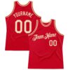 Custom Red Cream Authentic Throwback Basketball Jersey