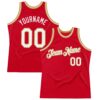 Custom Red White-Old Gold Authentic Throwback Basketball Jersey