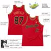Custom Red Black-Old Gold Authentic Throwback Basketball Jersey