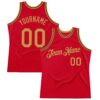 Custom Red Old Gold-Black Authentic Throwback Basketball Jersey