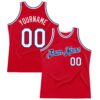 Custom Red White-Royal Authentic Throwback Basketball Jersey