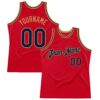 Custom Red Navy-Old Gold Authentic Throwback Basketball Jersey