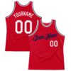 Custom Red White-Navy Authentic Throwback Basketball Jersey