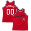 Custom Red Black-Light Blue Authentic Throwback Basketball Jersey