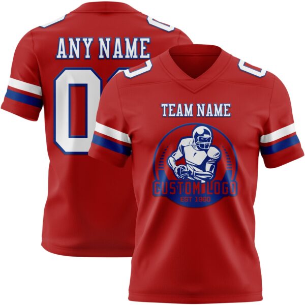 Custom Red White-Royal Authentic Football Jersey