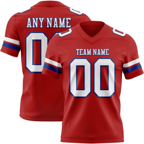 Custom Red White-Royal Authentic Football Jersey