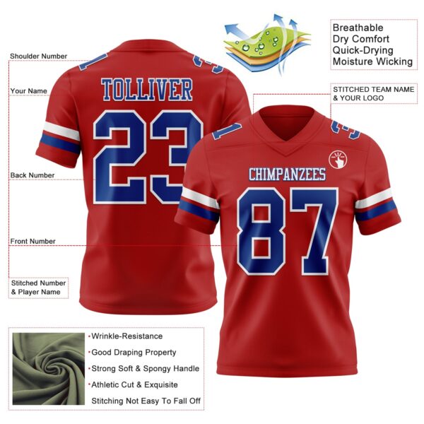 Custom Red Royal-White Authentic Football Jersey