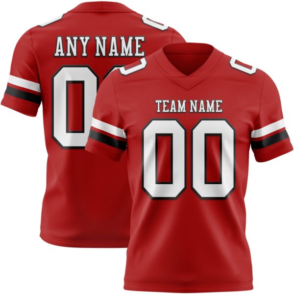 Custom Red White-Black Authentic Football Jersey