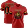Custom Red Black-Old Gold Authentic Football Jersey