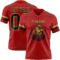 Red0893-1 Custom Red Black-Old Gold Authentic Football Jersey