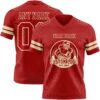 Custom Red Cream Authentic Football Jersey