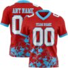 Custom Red White-Sky Blue 3D Pattern Splash Authentic Football Jersey