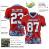 Custom Red White-Sky Blue 3D Pattern Splash Authentic Football Jersey