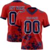 Custom Red Navy-White 3D Pattern Splash Authentic Football Jersey