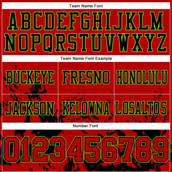 Custom Red Black-Neon Green 3D Pattern Splash Authentic Football Jersey
