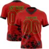 Custom Red Black-Neon Green 3D Pattern Splash Authentic Football Jersey