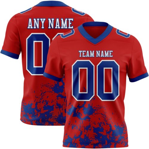 Red0903 Custom Red Royal-White 3D Pattern Splash Authentic Football Jersey