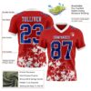Custom Red Royal-White 3D Pattern Splash Authentic Football Jersey