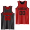 Custom Reversible Black Red Double Side Sublimation Basketball Suit Jersey