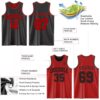 Custom Reversible Black Red Double Side Sublimation Basketball Suit Jersey